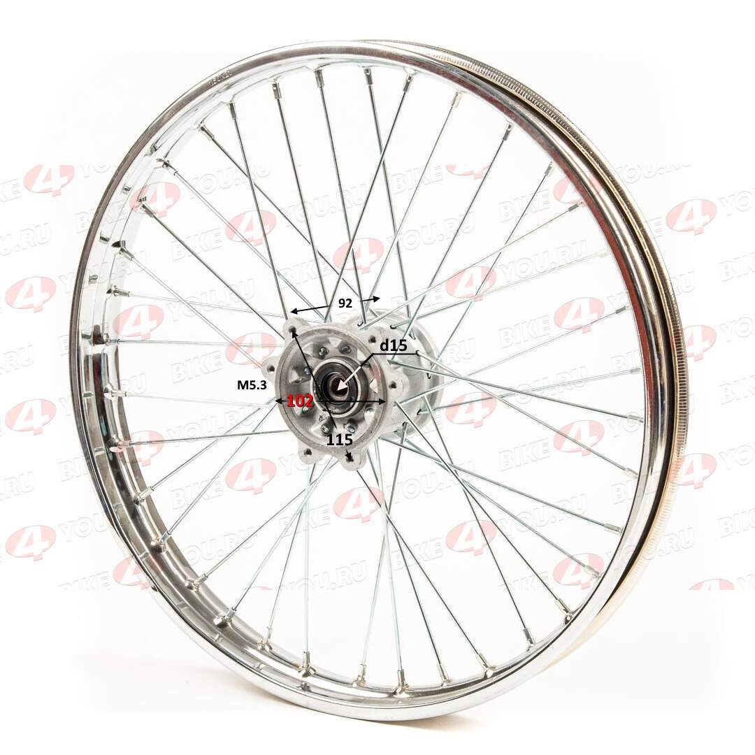 Обод передний 21" (1,60-R21 d=15mm) сталь/хром 6x115x102 Обод передний 21" (1,60-R21 d=15mm) сталь/хром 6x115x102