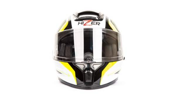 Шлем мото интеграл HIZER B566 #1 (M)  black/white/yellow (2 визора) 