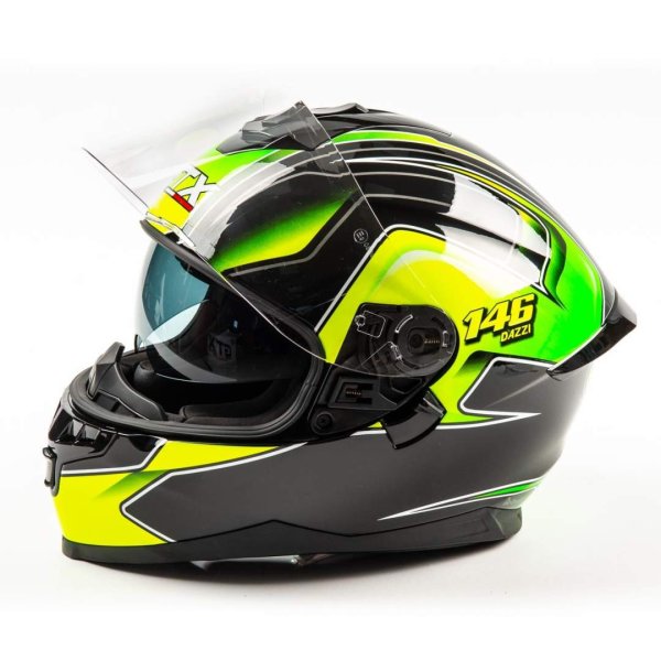 Шлем мото интеграл GTX 5672 #3 (XL) BLACK/FLUO YELLOW GREEN (2 визора)