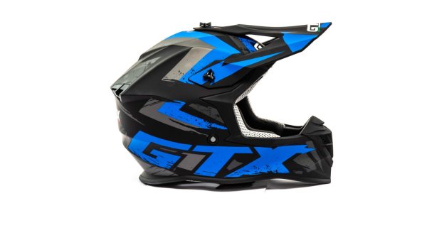 Шлем мото кроссовый GTX 633 #9 (M) BLACK/BLUE GREY