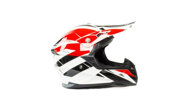 Шлем мото кроссовый HIZER 915 #9 (XL) white/red/black